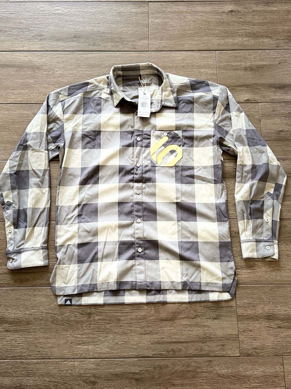 Adidas Five Ten U 5.10 Flannel Shirt Putty Grey/Charcoal Size Medium in Men New
